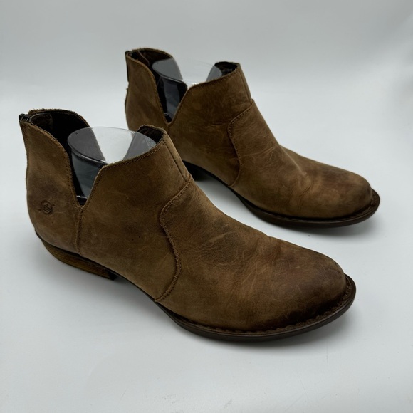 Born Kerri Ankle Boots Bootie Brown Leather Distressed Women’s Size 9 Western - Picture 1 of 10